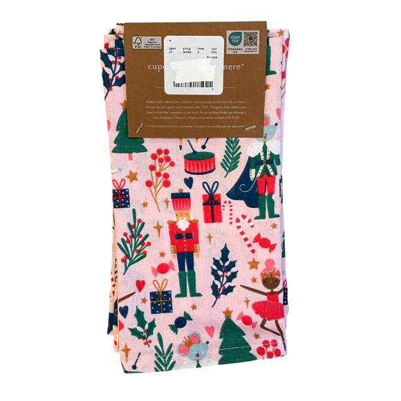 Cupcakes & Cashmere CHRISTMAS Nutcracker Cotton Napkins 18x18 Set of 6 Pink New - Picture 10 of 10